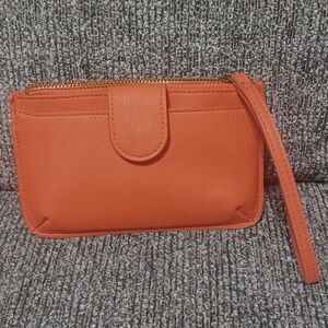 UNIVERSAL THREAD Orange Faux Leather Wristlet